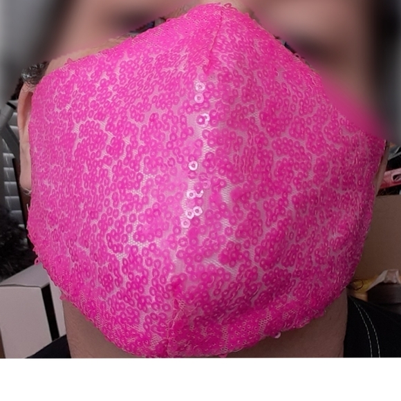 💙New Bright Pink Glitter Sequin Mas - Picture 5 of 5